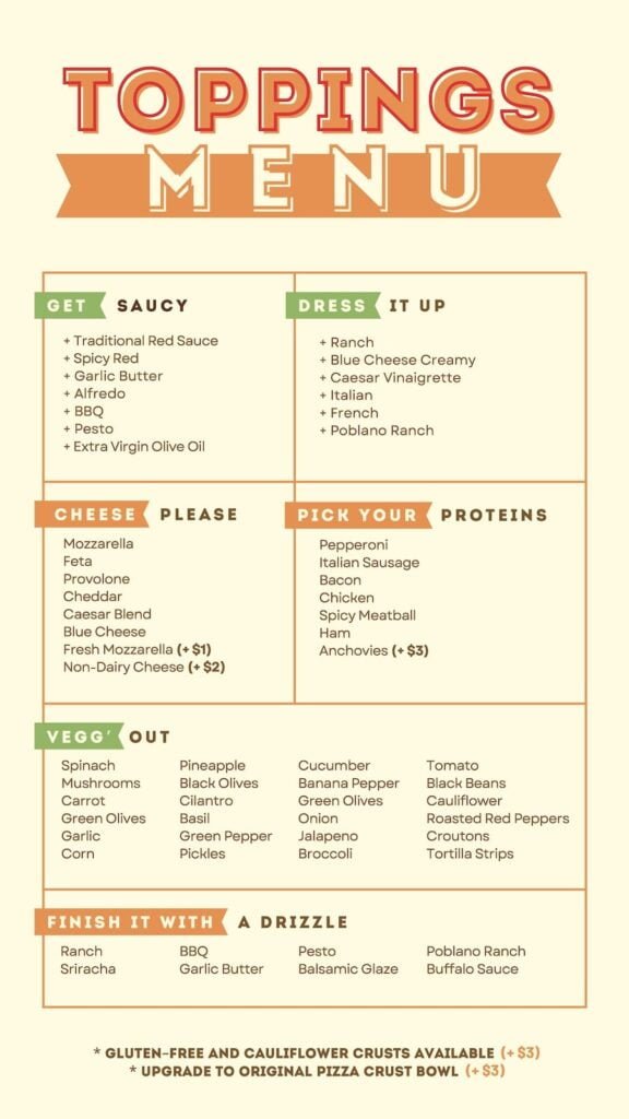 Menu — Dells Pizza Lab
